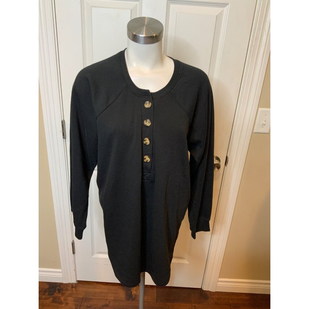 Torrid Black Henley Long Sleeve Sweatshirt Top, Size 0
